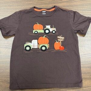 Gymboree Brown Tee with Pumpkin and Tractor Design